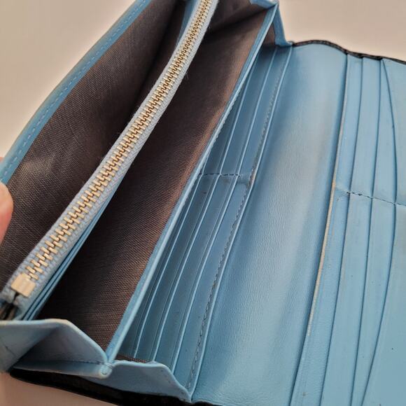 Paul Smith Love Letter Cow Leather Wallet Black Blue Boho Designer Large Envelop - Picture 5 of 13